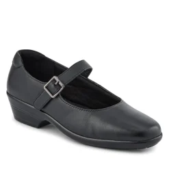 Wide Fit Leather Touch-Fasten Mary Janes - Black