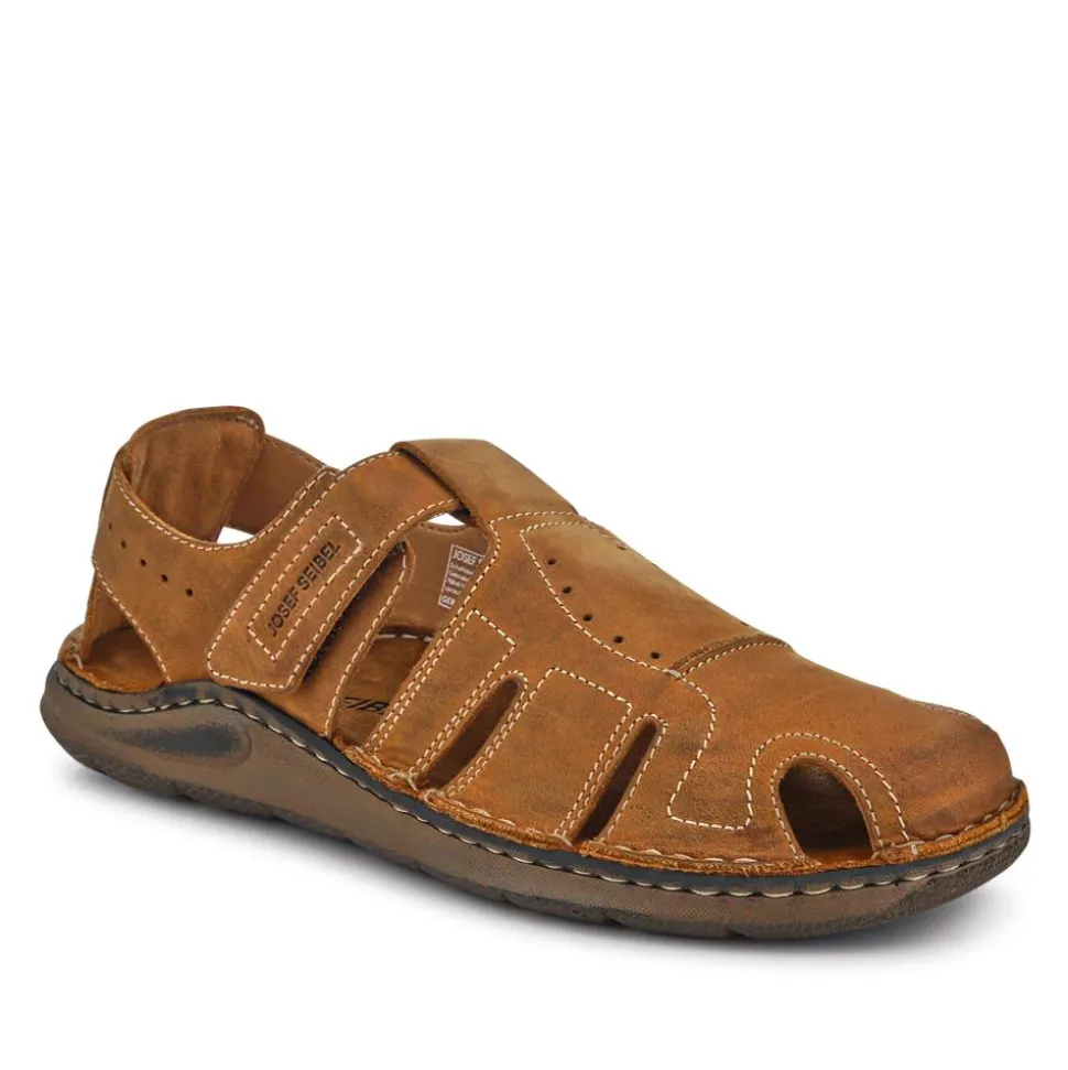 Wide-Fit Leather Touch-Fasten Sandals - Tan