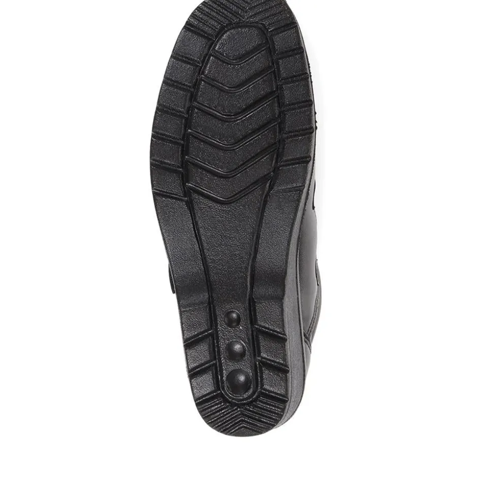 Wide Fit Leather Touch Fasten Shoes - Black
