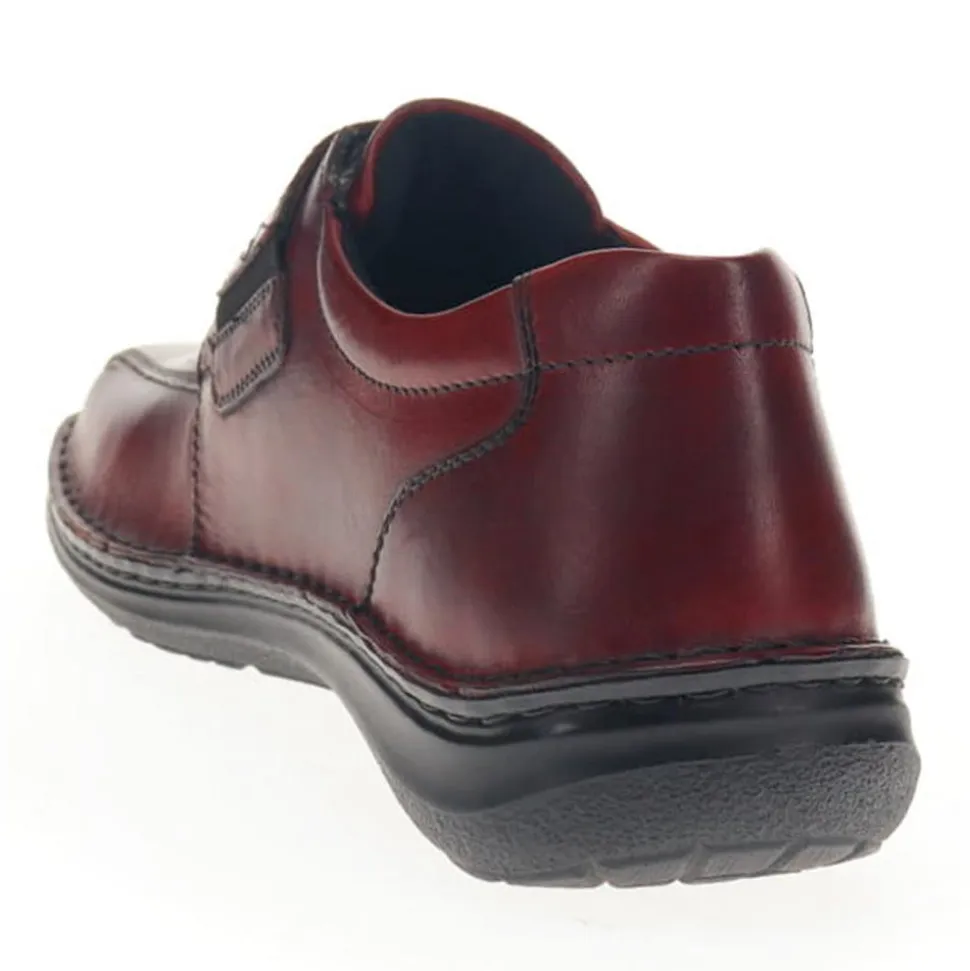 Wide Fit Leather Touch-Fasten Shoes - Bordeaux