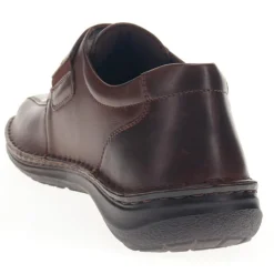 Wide Fit Leather Touch-Fasten Shoes - Dark Brown
