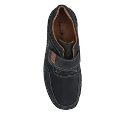 Wide-Fit Leather Touch-Fasten Shoes - Navy