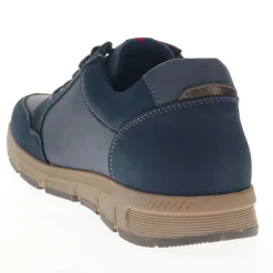 Wide Fit Leather Zip/Lace Trainers - Navy