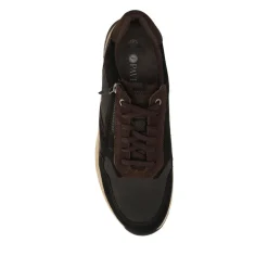 Wide Fit Leather Zip & Lace Up Sporty Trainers - Black