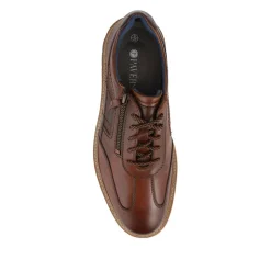 Wide Fit Leather Zip Trainers - Cognac