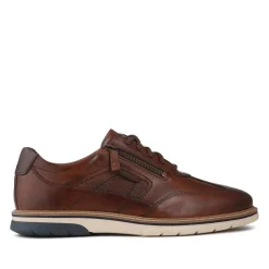 Wide Fit Leather Zip Trainers - Cognac