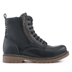 Wide-Fit Leather Zip-Up Boots - Black