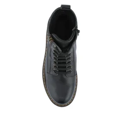 Wide-Fit Leather Zip-Up Boots - Black