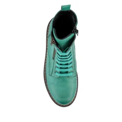 Wide-Fit Leather Zip-Up Boots - Green