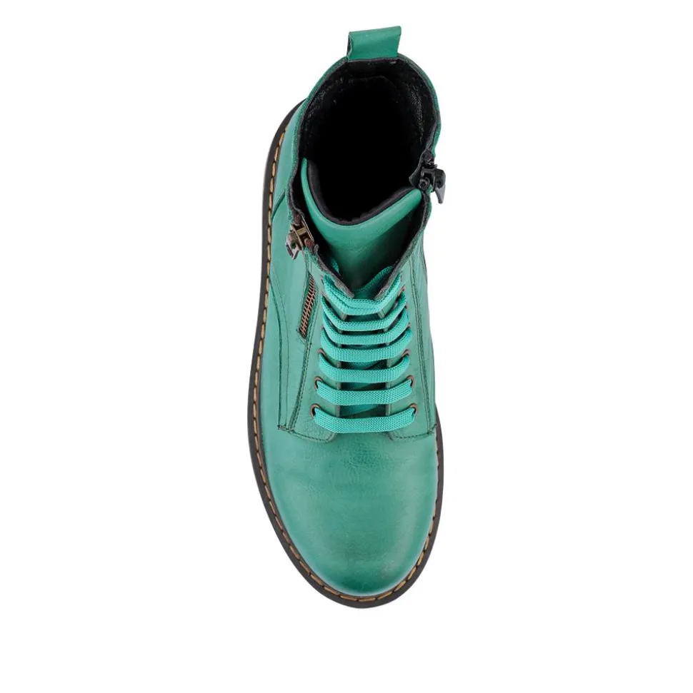 Wide-Fit Leather Zip-Up Boots - Green