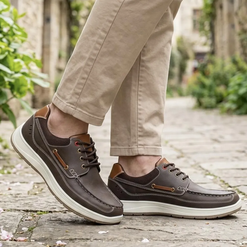 Wide Fit Lightweight Lace Up Shoes - Brown