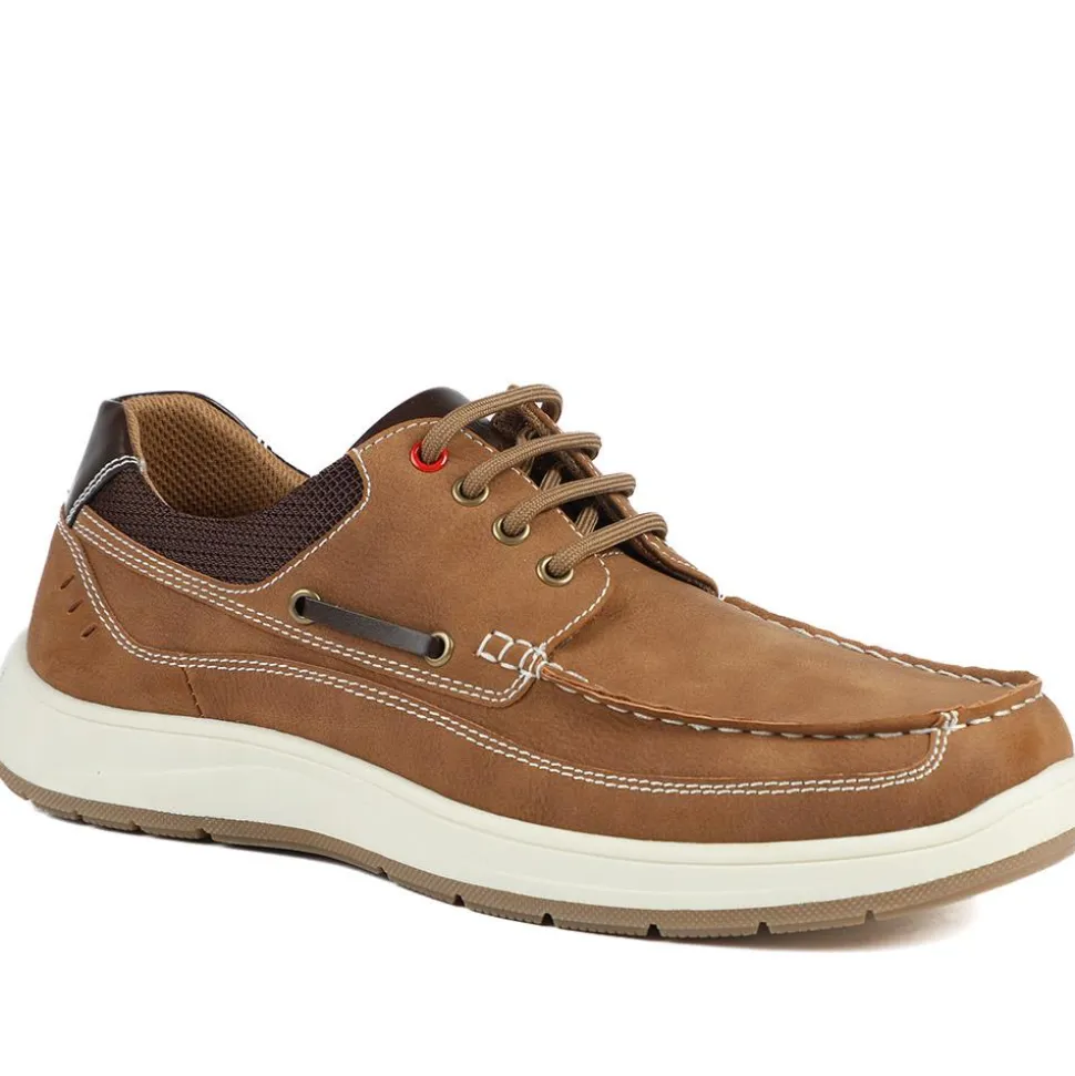 Wide Fit Lightweight Lace Up Shoes - Tan