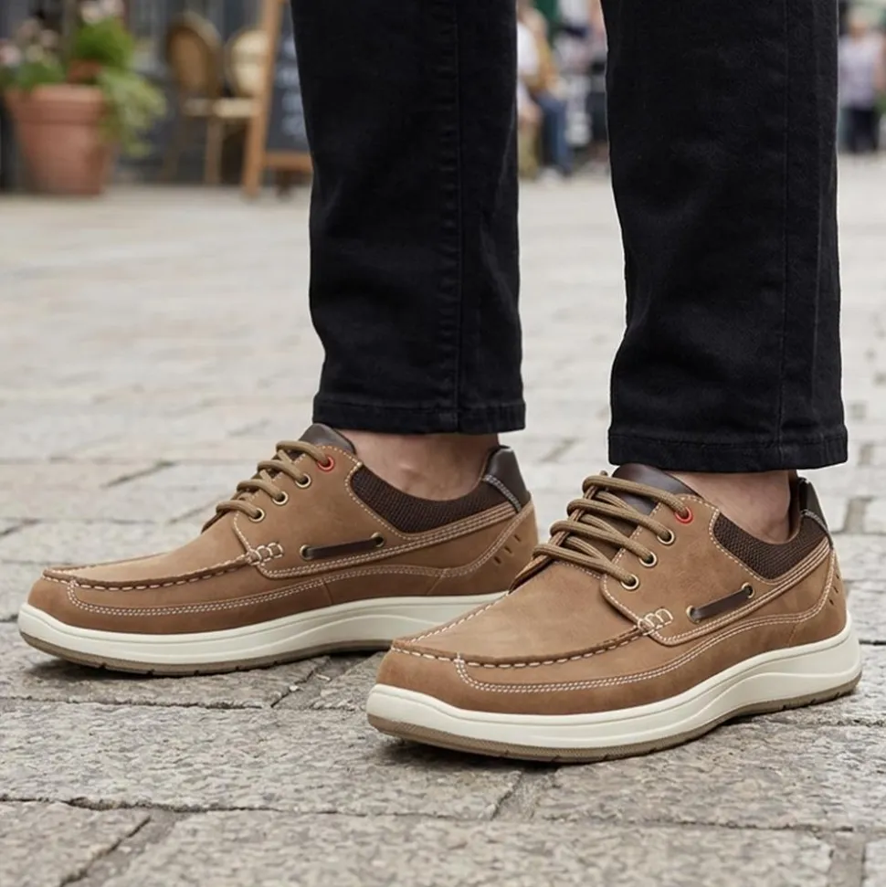 Wide Fit Lightweight Lace Up Shoes - Tan