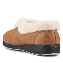 Wide Fit Memory Foam Cosy Slippers - Chestnut