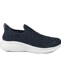 Wide Fit Memory Foam Easy Step In Trainers - Navy