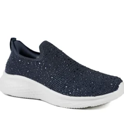 Wide Fit Memory Foam Easy Step In Trainers - Navy