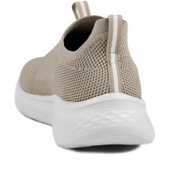 Wide Fit Memory Foam Easy Step In Trainers - Taupe