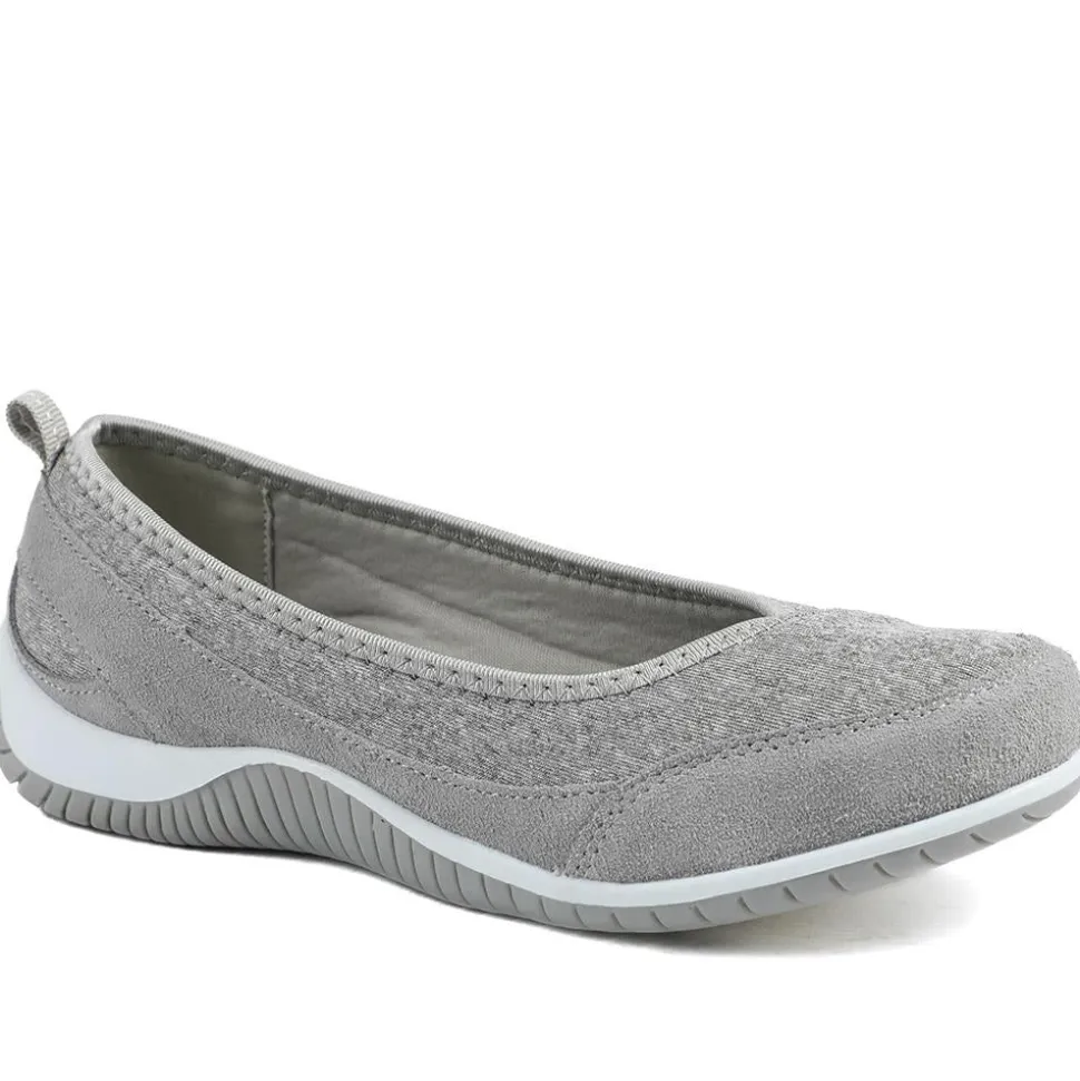 Wide Fit Memory Foam Floral Pumps - Grey