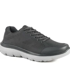 Wide Fit Memory Foam Lace Up Trainers - Charcoal