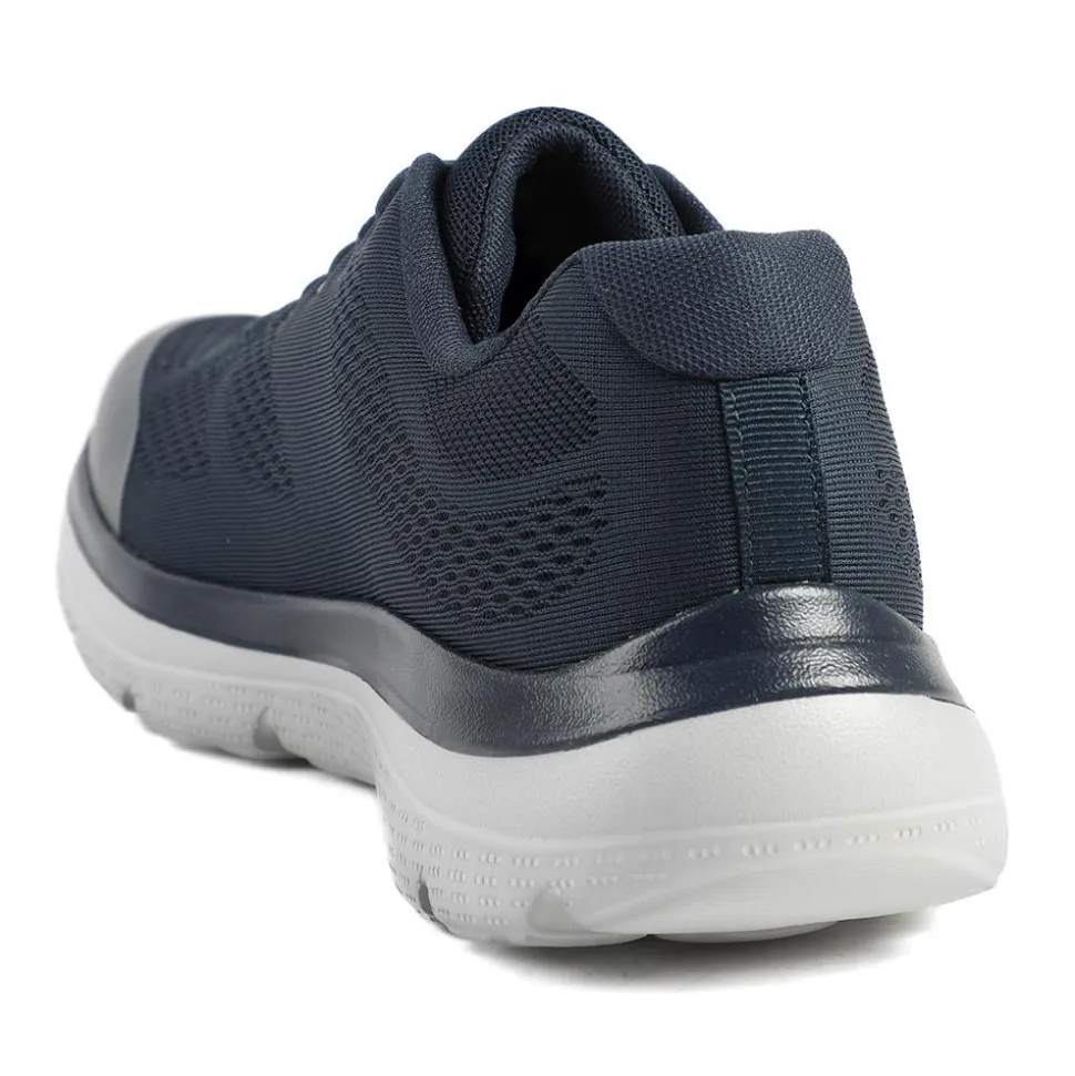 Wide Fit Memory Foam Lace Up Trainers - Navy