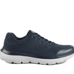 Wide Fit Memory Foam Lace Up Trainers - Navy