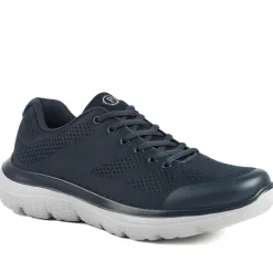 Wide Fit Memory Foam Lace Up Trainers - Navy