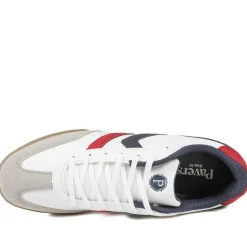 Wide Fit Memory Foam Lace Up Trainers - White-Navy-Red