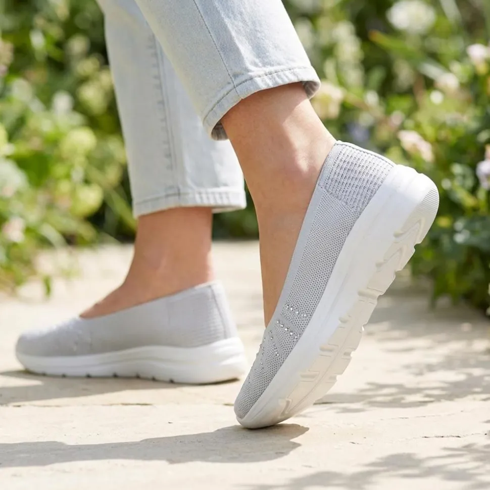 Wide Fit Memory Foam Sporty Pumps - Grey