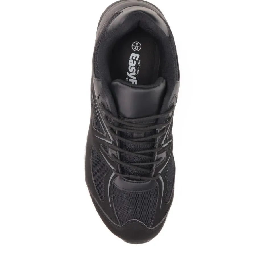 Wide-Fit Memory Foam Trainers - Black