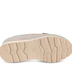 Wide Fit Memory Foam Wedged Loafers - Beige