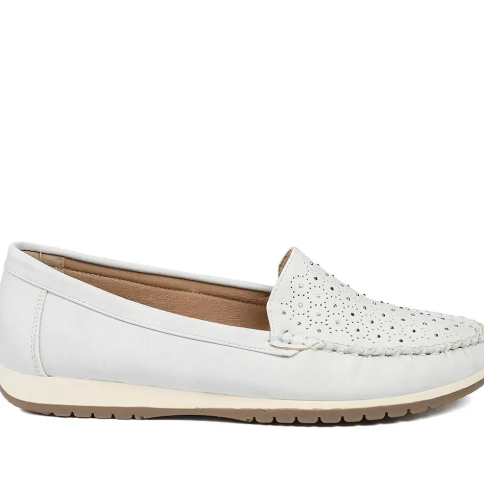 Wide Fit Patterned Moccasins - Light Grey