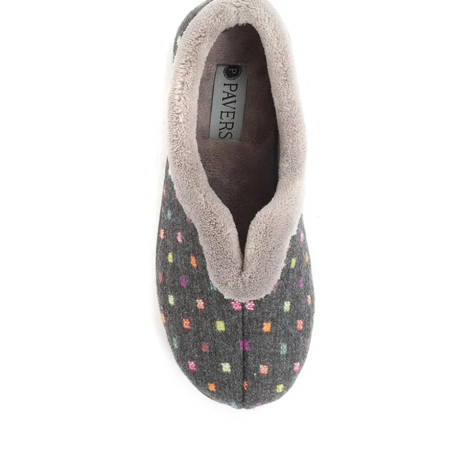 Wide Fit Polka Dot Slippers - Dark Grey