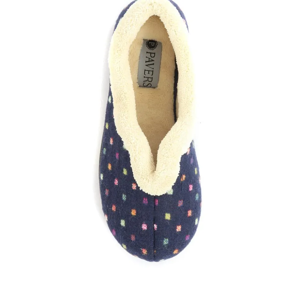 Wide Fit Polka Dot Slippers - Navy