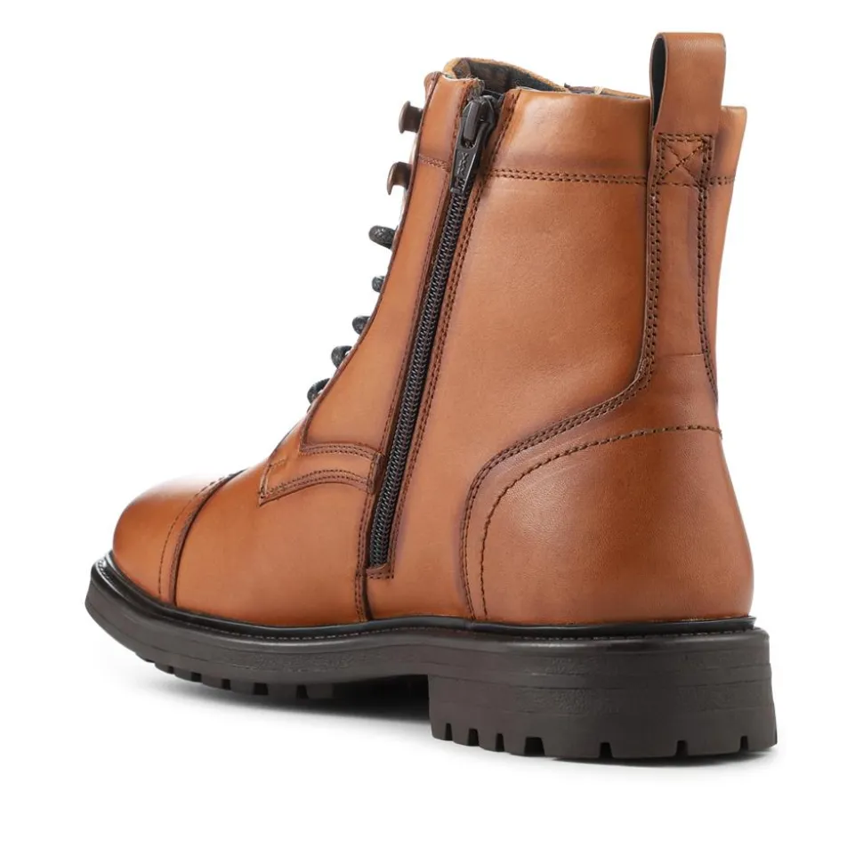 Wide Fit Premium Leather Lace Up Boots - Tan