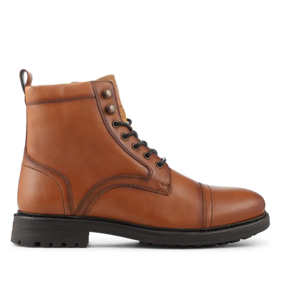 Wide Fit Premium Leather Lace Up Boots - Tan