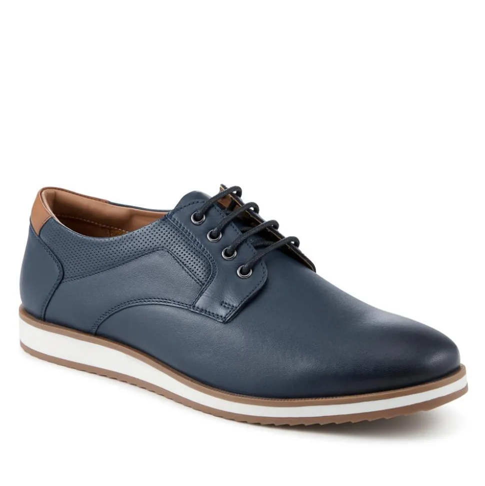 Wide Fit Premium Leather Lace Up Shoes - Navy