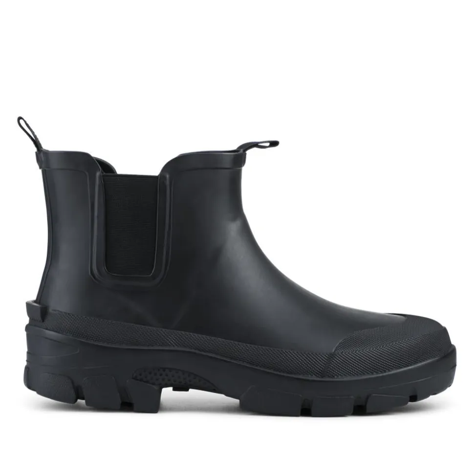 Wide Fit Rubber Ankle Boots - Black