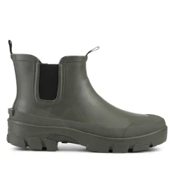 Wide Fit Rubber Ankle Boots - Olive