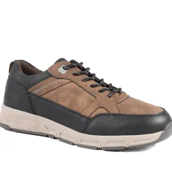 Wide Fit Rugged Lace Up Trainers - Brown