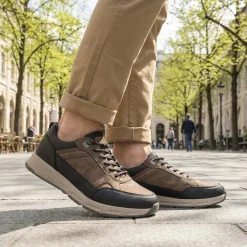 Wide Fit Rugged Lace Up Trainers - Brown