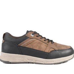 Wide Fit Rugged Lace Up Trainers - Brown