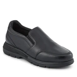 Wide-Fit Sheepskin Leather Slip-Ons - Black