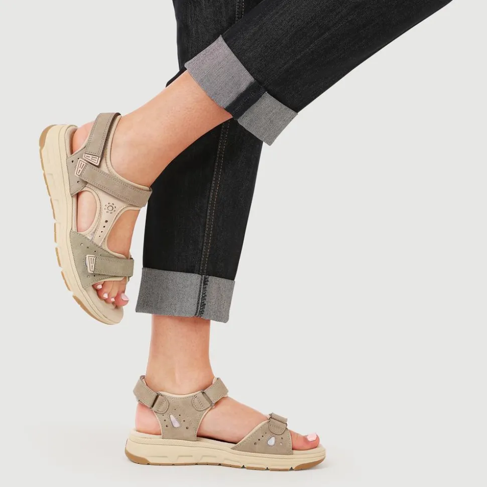 Wide-Fit Shock-Absorbing Sandals - Khaki