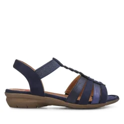 Wide-Fit Shock-Absorbing Sandals - Navy