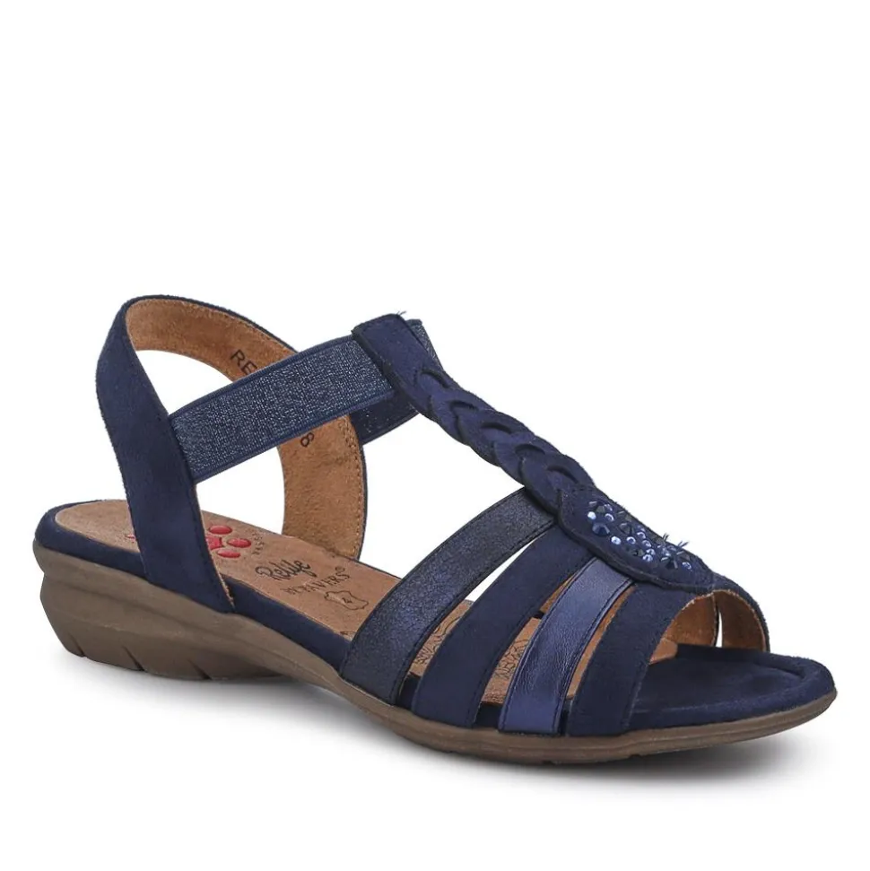 Wide-Fit Shock-Absorbing Sandals - Navy