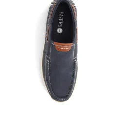 Wide Fit Slip On Boat Shoes - Navy