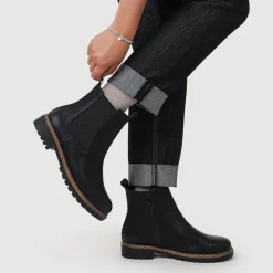Wide Fit Slip On Boots With Side Zip - Black