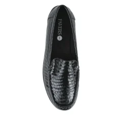 Wide Fit Slip-On Moccasins - Black Patent Croc