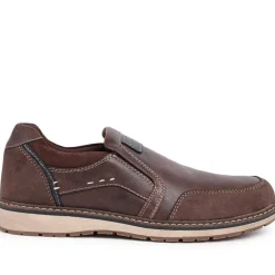 Wide Fit Slip-On Trainers - Brown