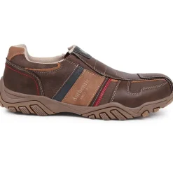 Wide Fit Slip-On Trainers - Brown Multi